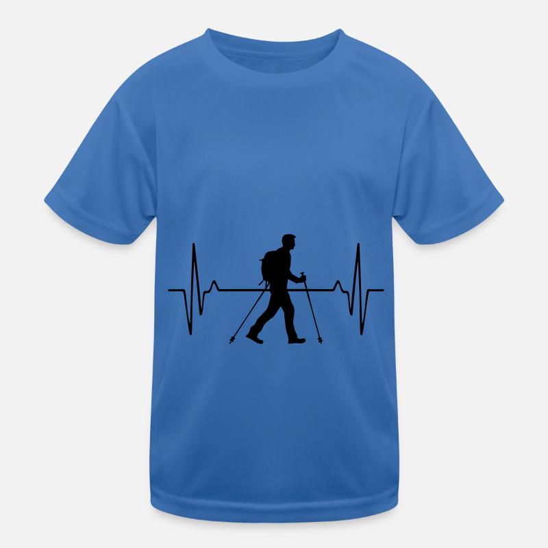 Nordic Walking Man Pulse Frequency Kids Functional T-Shirt