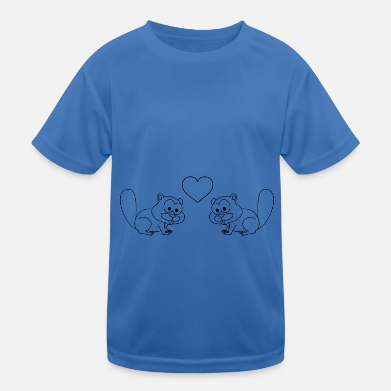 Biber Comic Paar liebe Kinder Funktions-T-Shirt