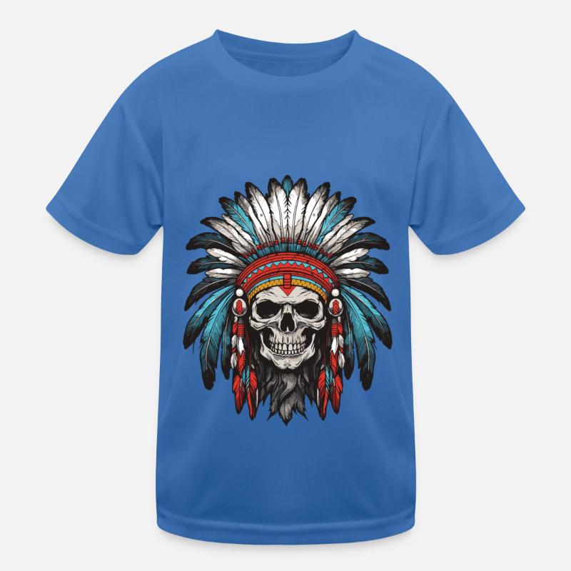 Apache Indian Chief Skull Kids Functional T-Shirt