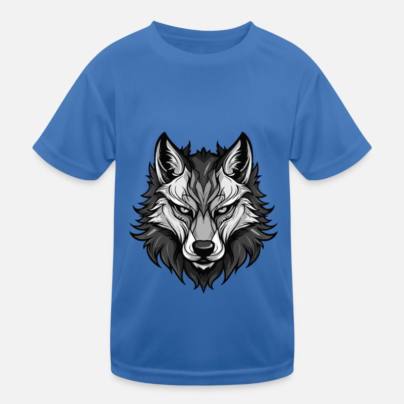 Wolf Kopf Kinder Funktions-T-Shirt