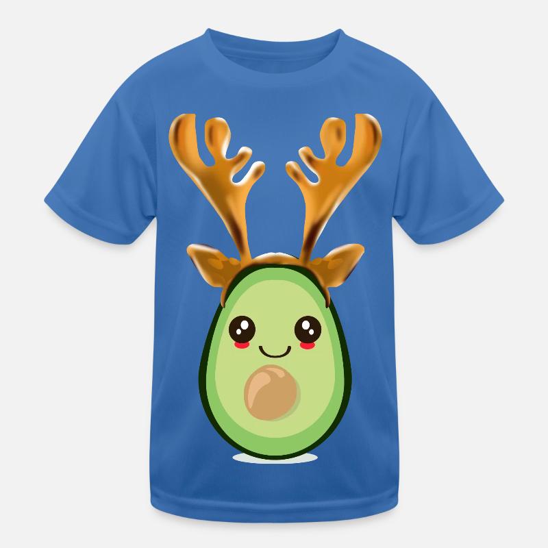 Christmas Avocado Reindeer Antlers Kids Functional T-Shirt