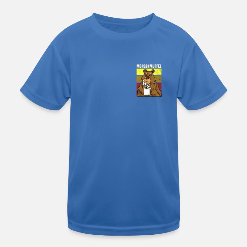 Morgenmuffel Bär mit Kaffee Kinder Funktions-T-Shirt