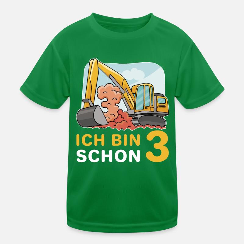 Ich bin schon 3 Bagger Kinder Funktions-T-Shirt