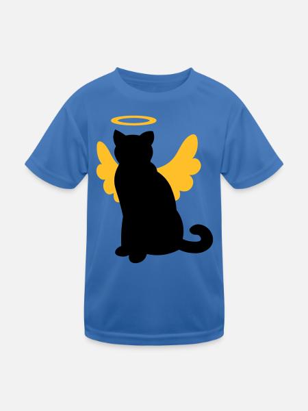 Chat aux ailes d'ange et halo - T-shirt sport Enfant - bleu roi - Devant
