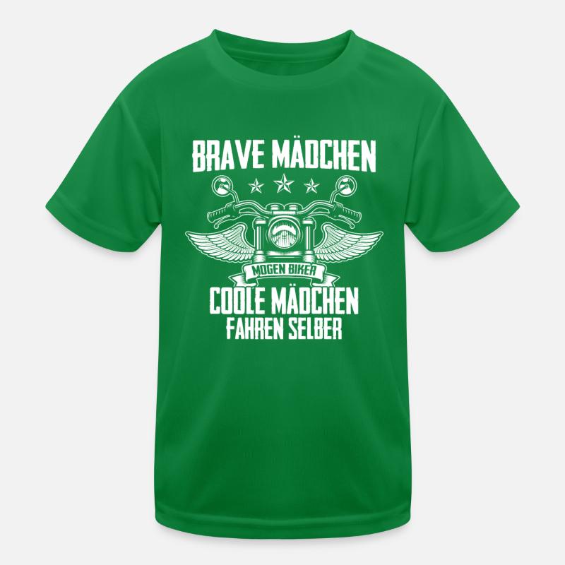 Brave Mädchen Motorrad Kinder Funktions-T-Shirt