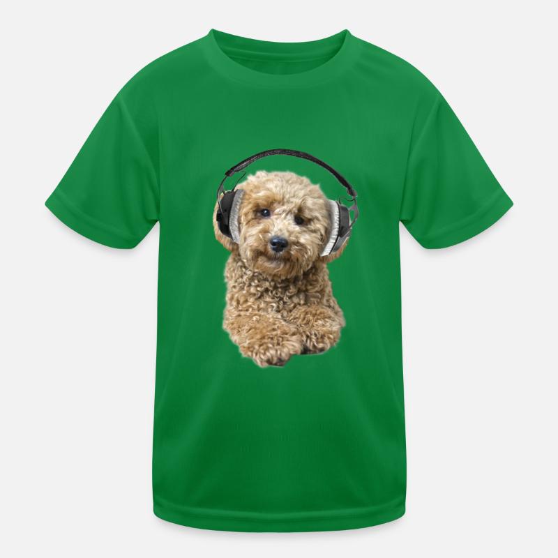 Pudel Pepe mit Kopfhörer Kinder Funktions-T-Shirt