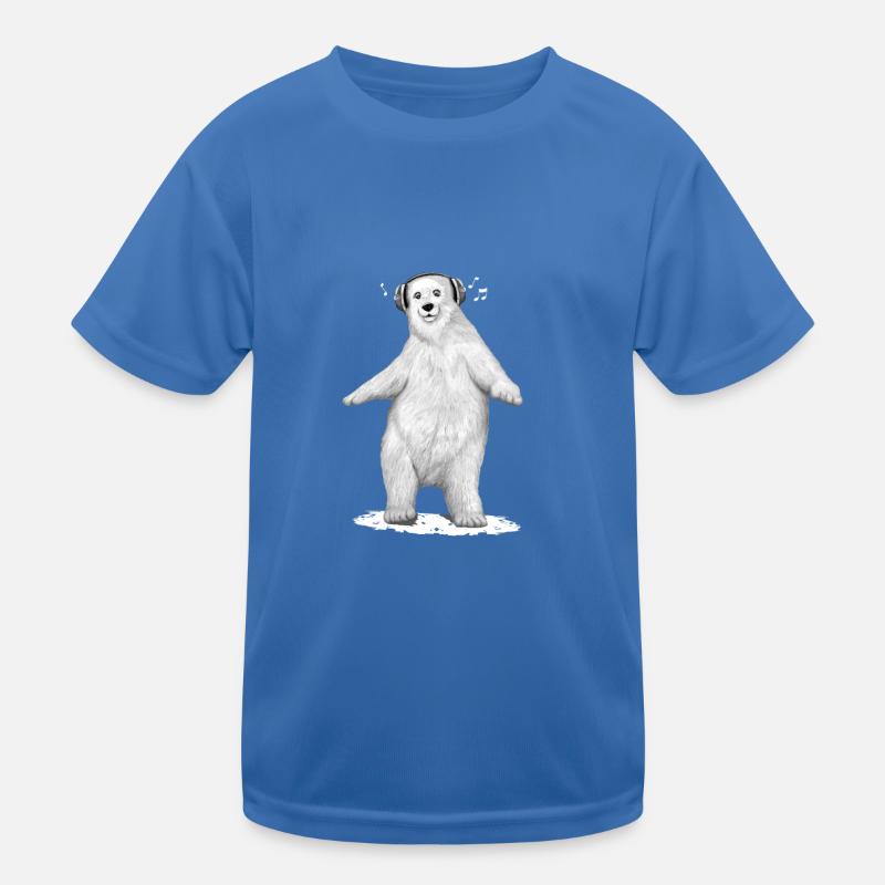 Eisbär, der mit Comic-Helmen tanzt Kinder Funktions-T-Shirt