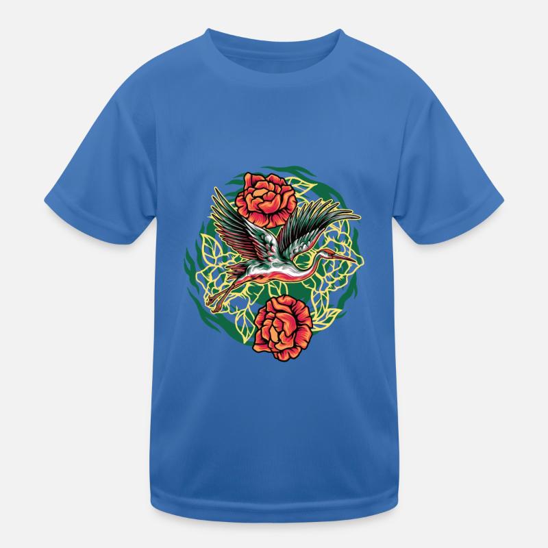Japanisches Kranich Design Kinder Funktions-T-Shirt