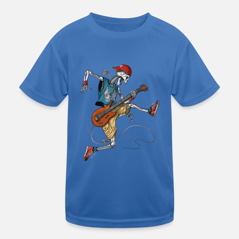 Skeleton Metal Guitarist Kids Functional T-Shirt