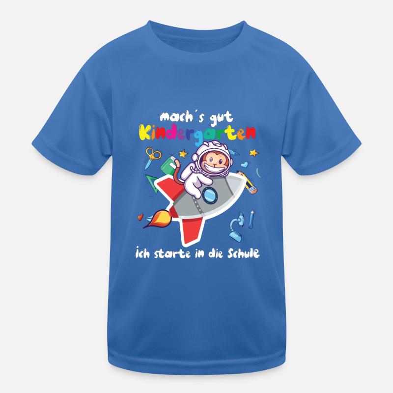 Astronauten Affe mit Rakete Einschulung Kinder Funktions-T-Shirt