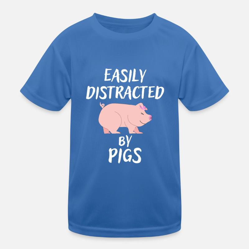 Easily Distracted By Pigs Hog Lover Cute Farmer Kinder Funktions-T-Shirt