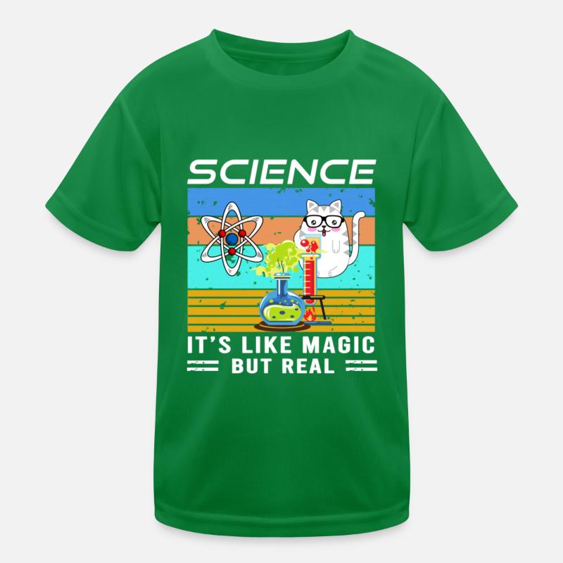 Science it s like magic but real funny cat science Kids Functional T-Shirt
