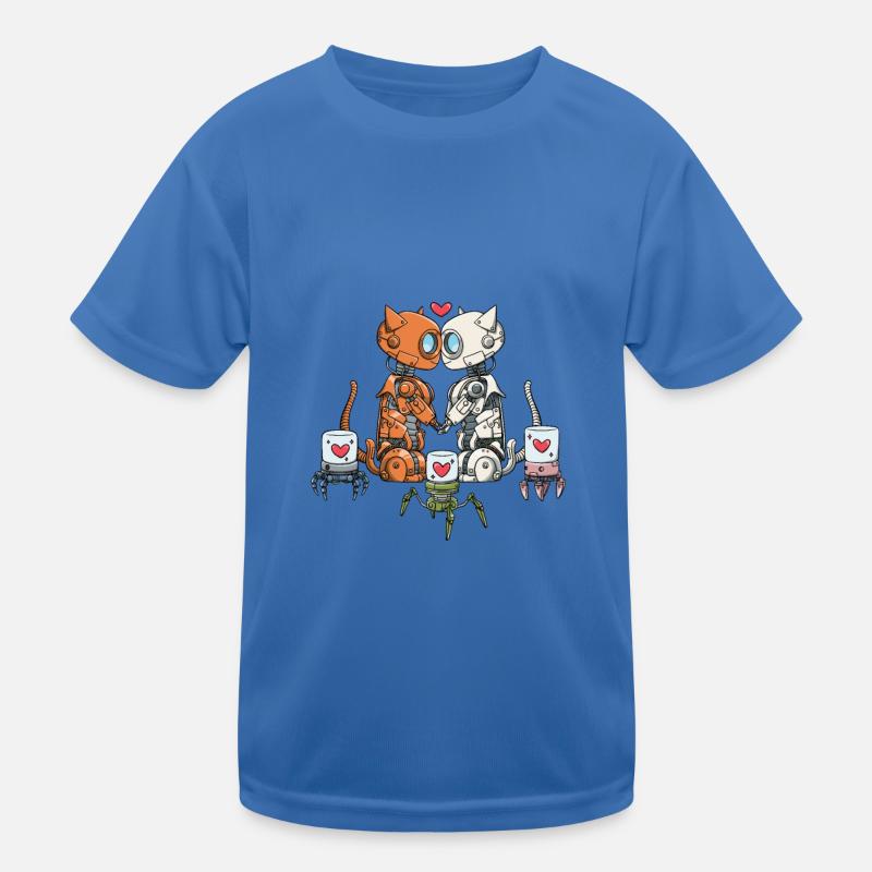Couple de robot et de chat amoureux T-shirt sport Enfant