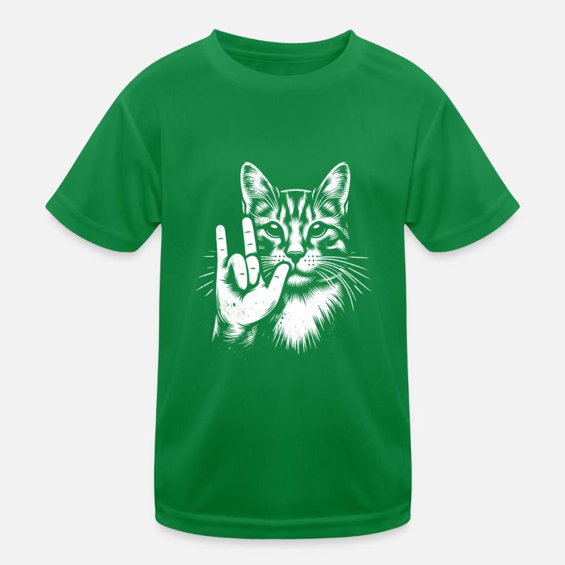 ILY Cat ASL Geste de la main Perte auditive sourde T-shirt sport Enfant