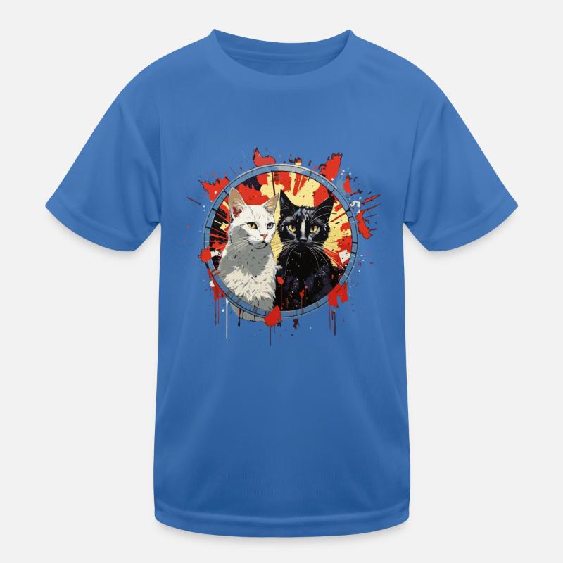 Noir et blanc Chat Boxe Match Boxe T-shirt sport Enfant