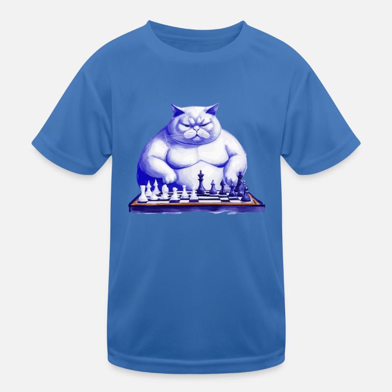Cat playing chess Kids Functional T-Shirt