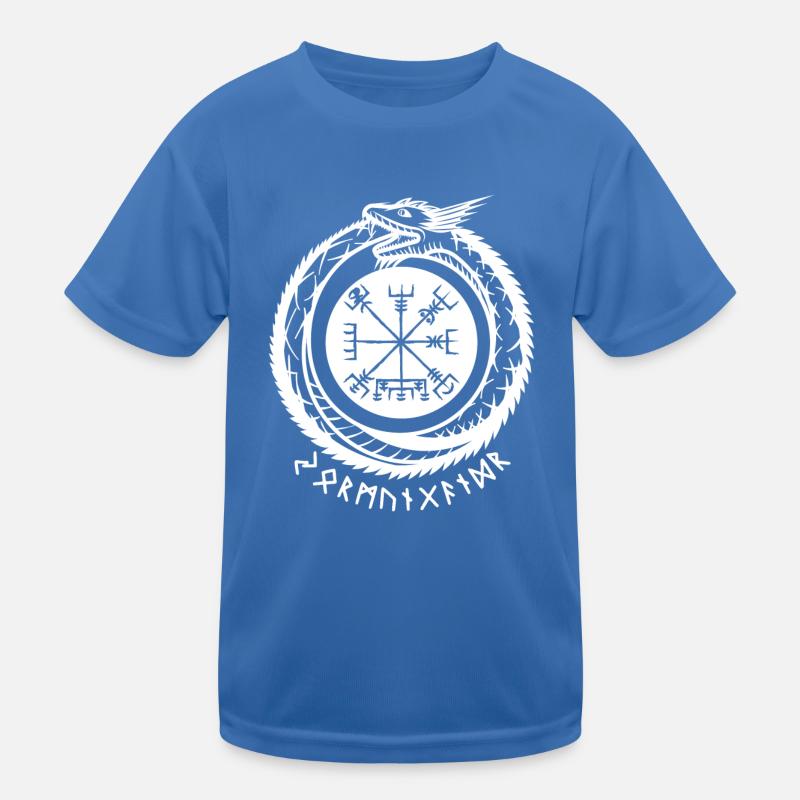 Jörmungandr mit Wikinger Kompass Kinder Funktions-T-Shirt