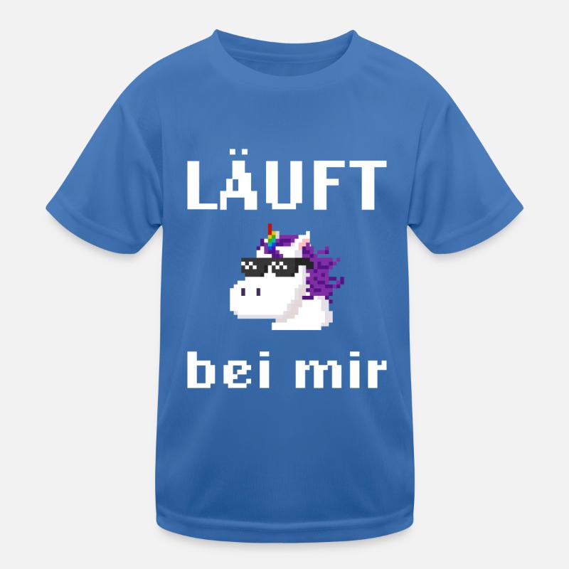Läuft bei mir Pixelart mit Einhorn Kinder Funktions-T-Shirt