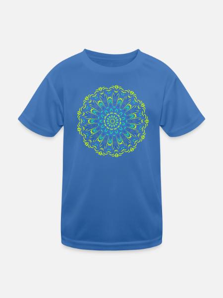 Luminous Mandala Neon Design - Kids Functional T-Shirt - royal blue