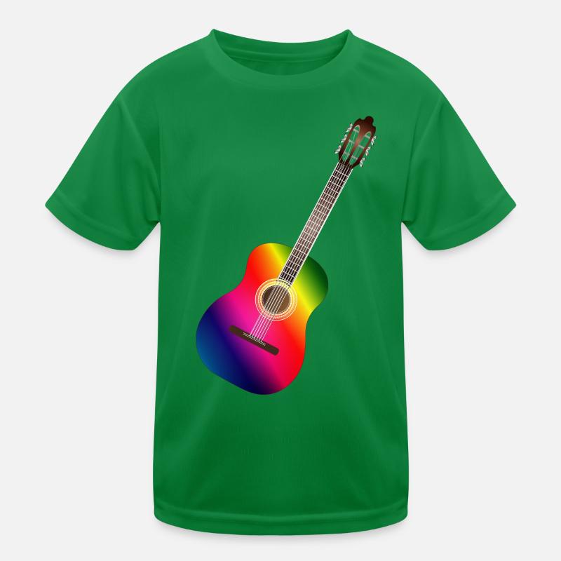 schöne bunte Akustik Gitarre in Regenbogen Farben Kinder Funktions-T-Shirt