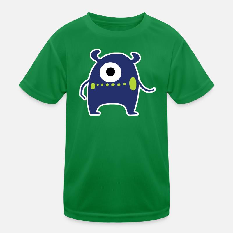 Navy Blue Cyclops Monster | Cute Chibi Alien  Kids Functional T-Shirt