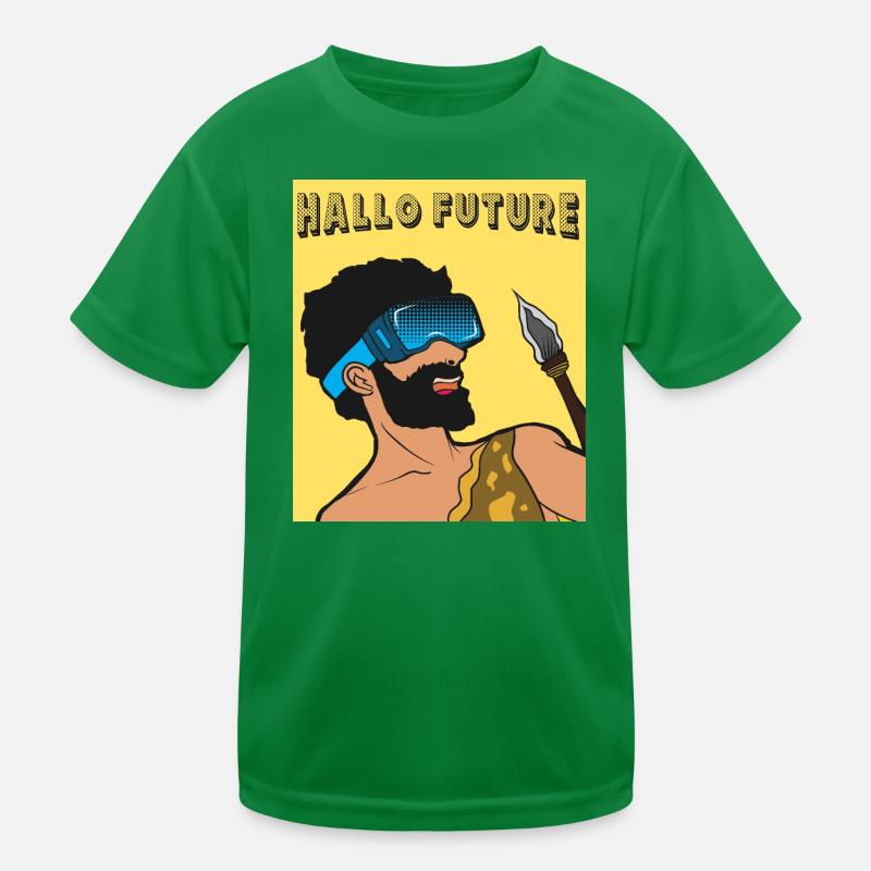 Hello Future Caveman VR Style Kids Functional T-Shirt