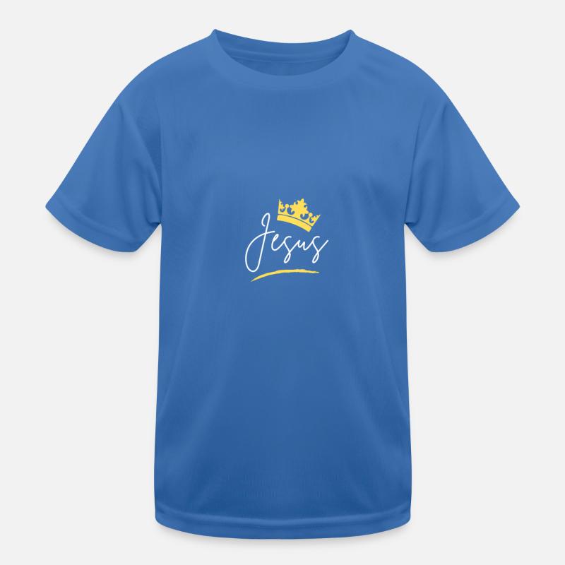 Jesus Crown Script Tee - Kids Functional T-Shirt - royal blue