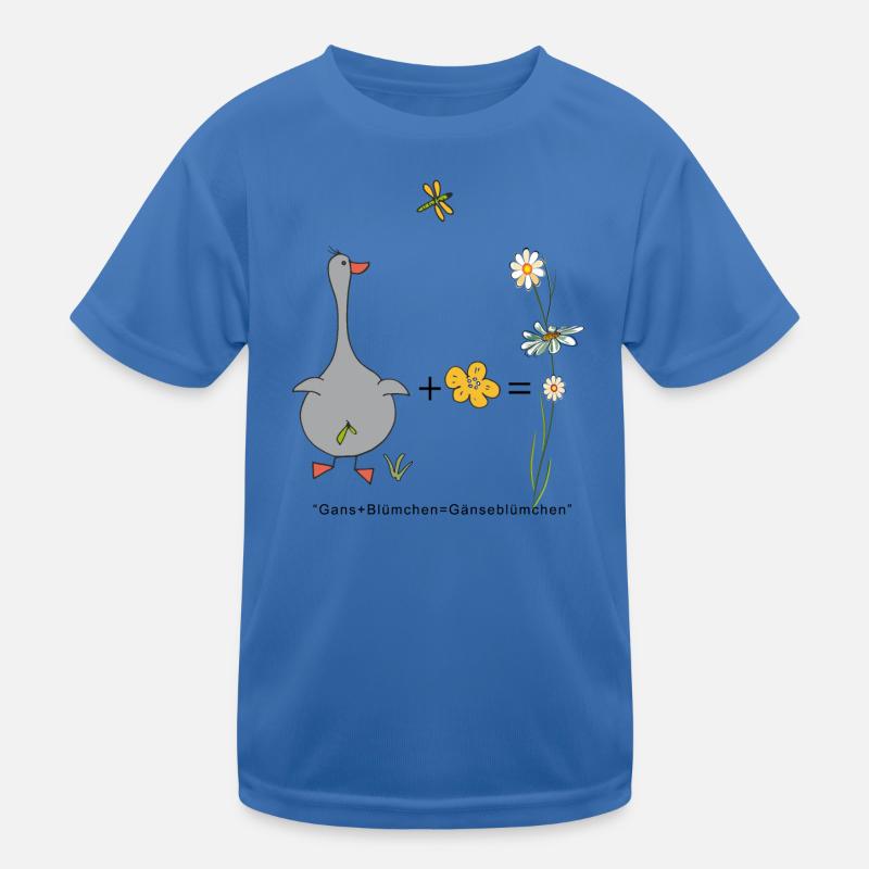 Gans und Blümchen gleich Gänseblümchen Kinder Funktions-T-Shirt
