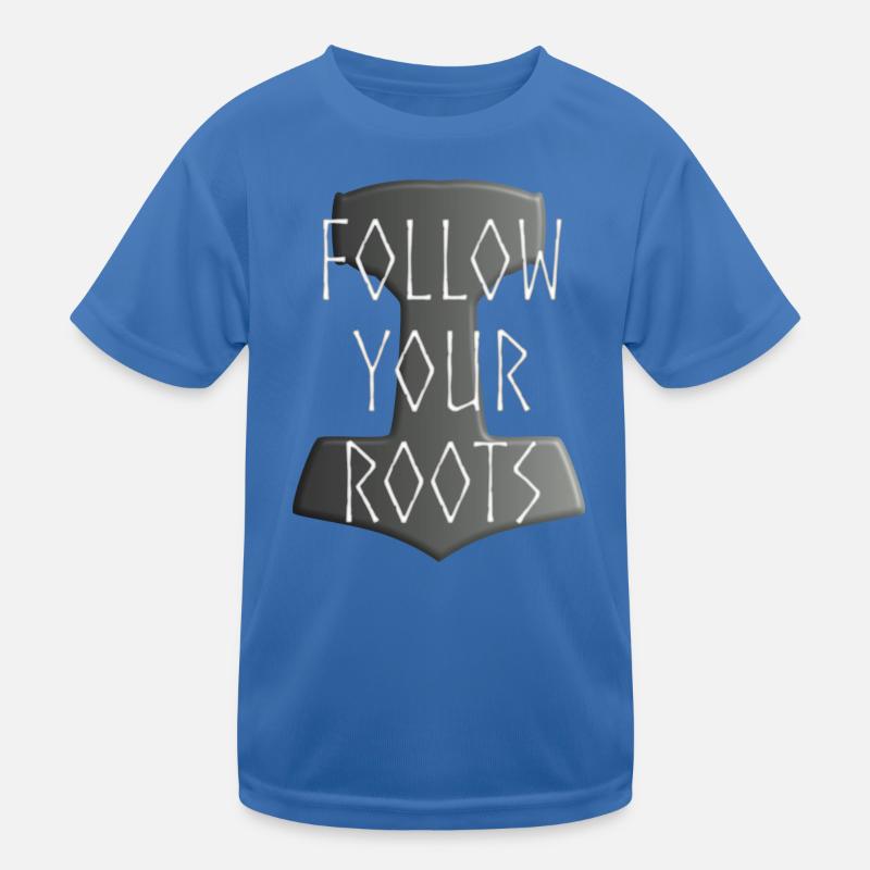 Mjölnir Donar Hammer Thor - Follow your Roots grau Kinder Funktions-T-Shirt