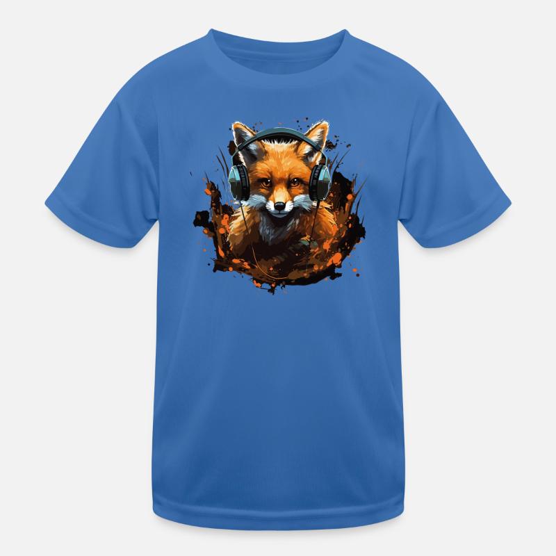 Fuchs mit Kopfhörer Splatterkunst Kinder Funktions-T-Shirt
