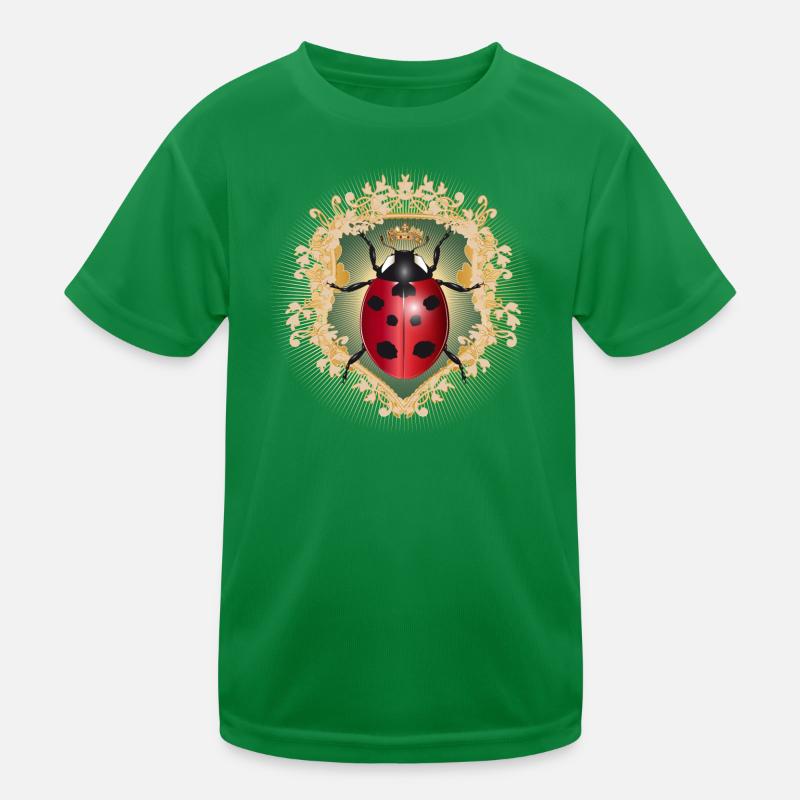 red glowing ladybug with crown in frame Kids Functional T-Shirt