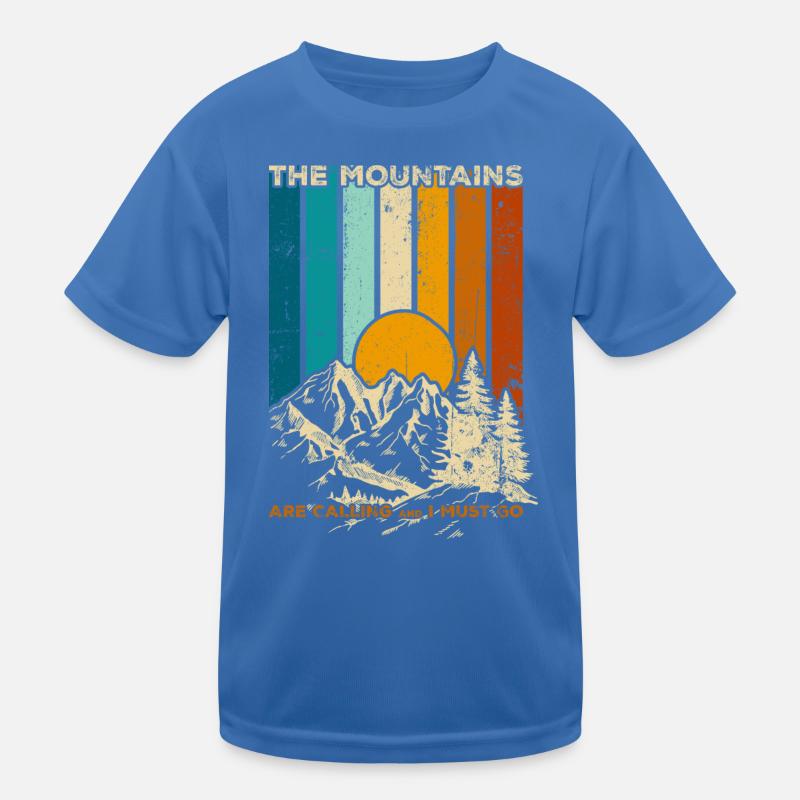 Mountains Calling Retro Sunset - Kids Functional T-Shirt - royal blue