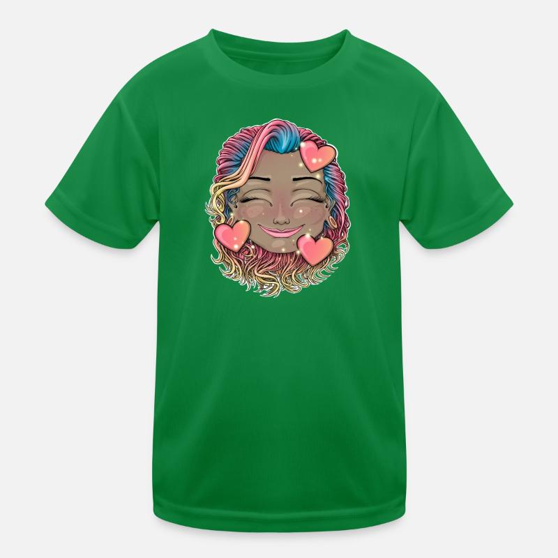 Buntes Regenbogenhaar Smiley Kinder Funktions-T-Shirt