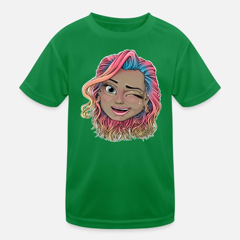 Lebendige zwinkernde Illustration Kinder Funktions-T-Shirt