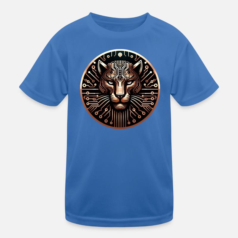 Cyber Leopard Circuit Board Digital Art Kids Functional T-Shirt