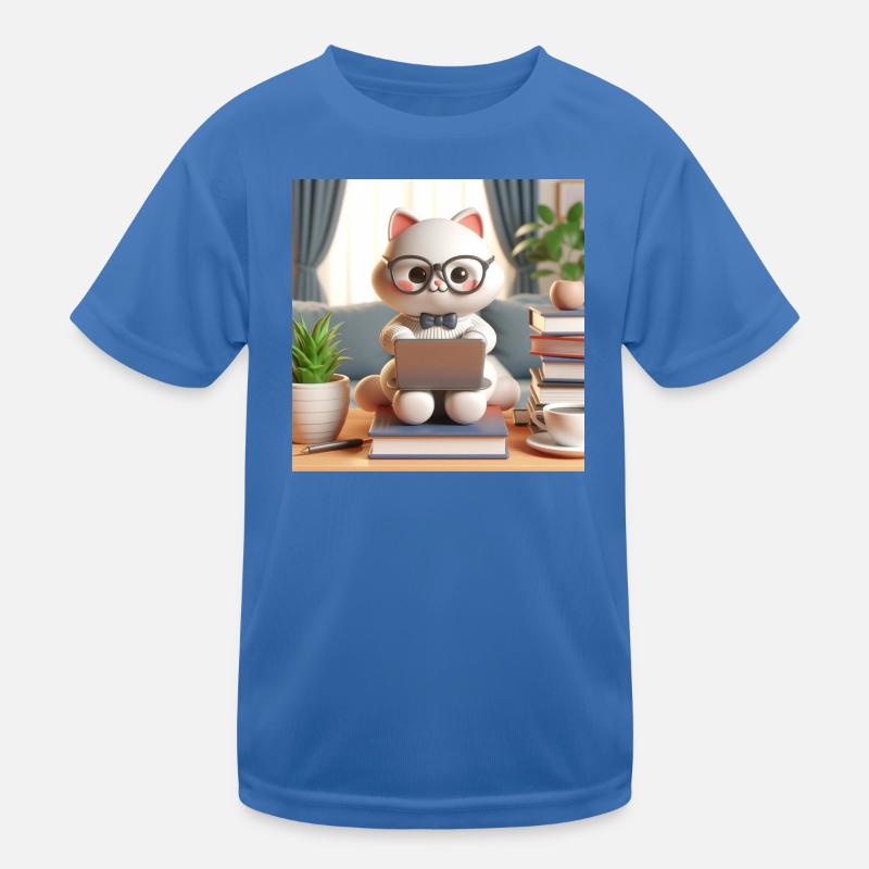 3D Computer Cat Kids Functional T-Shirt