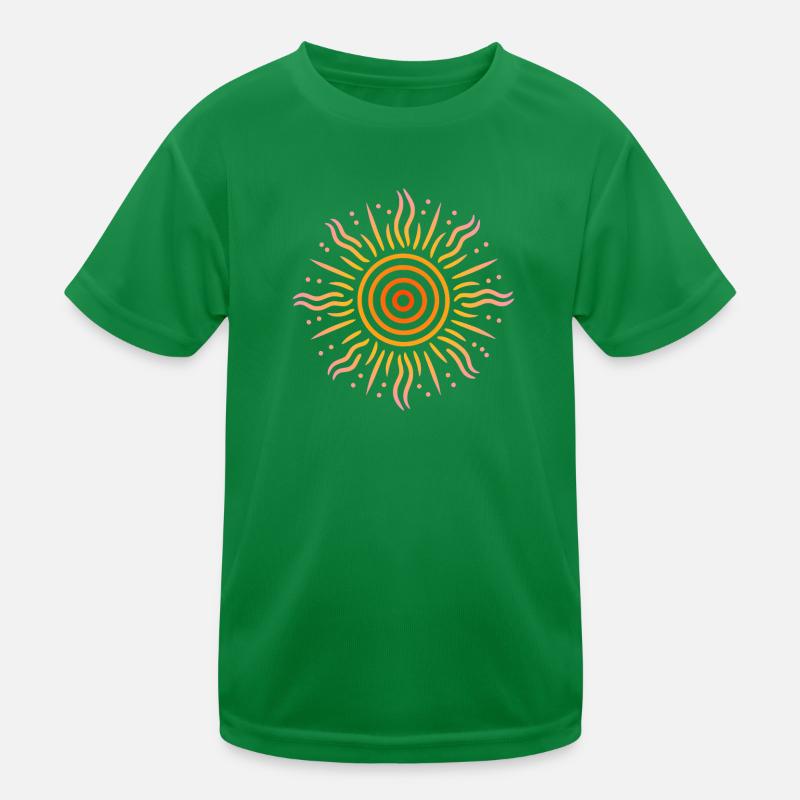 Sun Tribal Patterns Yellow Red Pink Kids Functional T-Shirt
