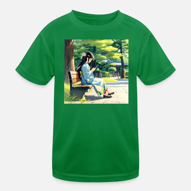 N-dless Nights: Anime-Mädchen im Kimono mit Handy Kinder Funktions-T-Shirt