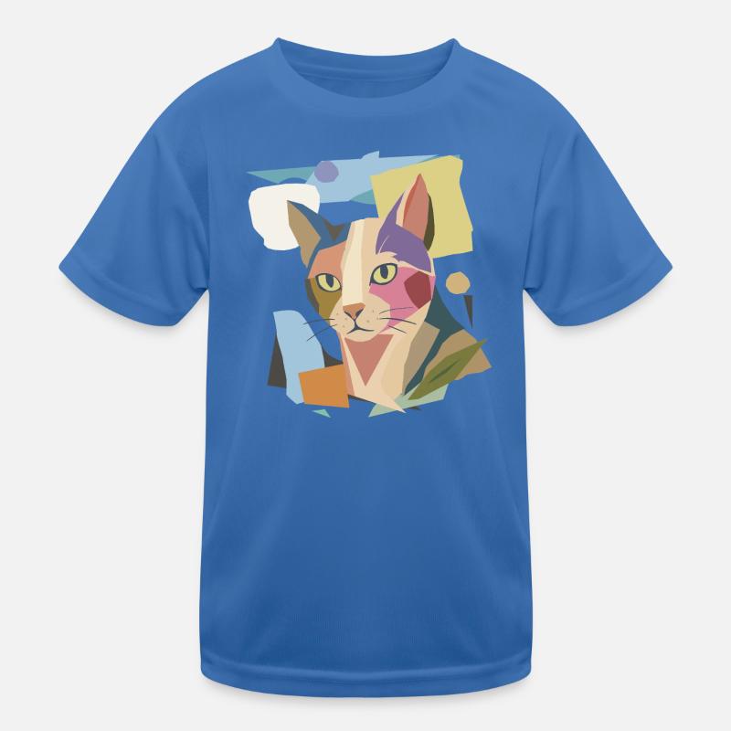 Abstrakte Katze im modernen Farbblock-Design Kinder Funktions-T-Shirt