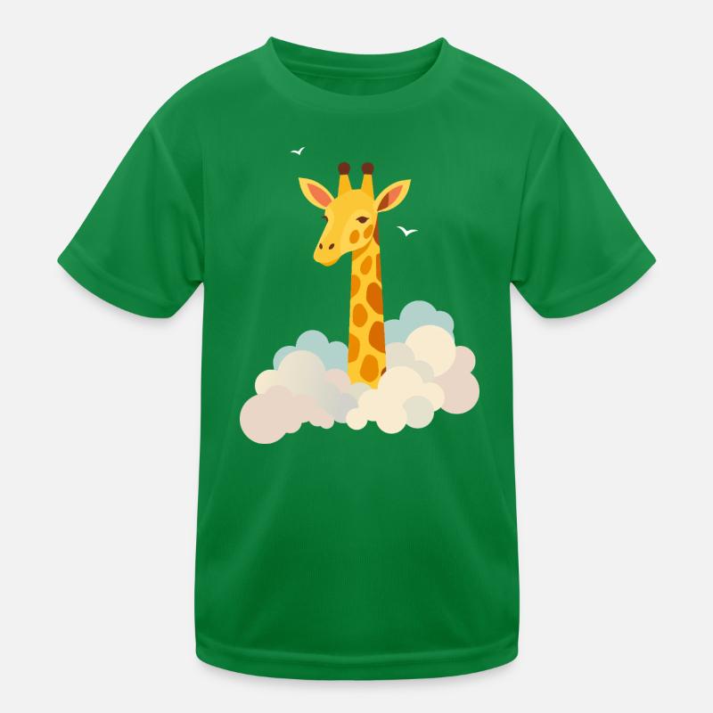 Gentle giraffe above the clouds – Dreamlike motif Kids Functional T-Shirt