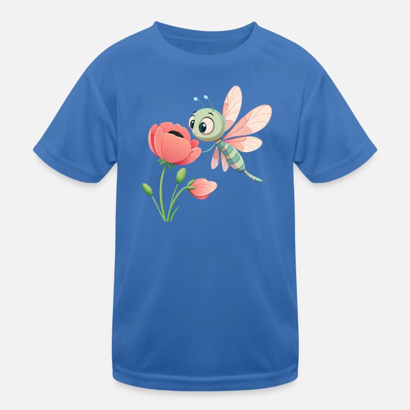 Bébé libellule colorée proche d'une fleur (v03) T-shirt sport Enfant
