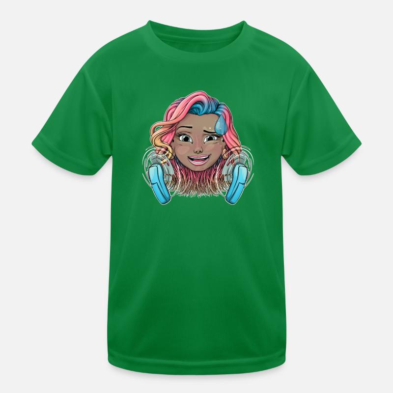 Fille chaude colorée avec des ventilateurs T-shirt sport Enfant