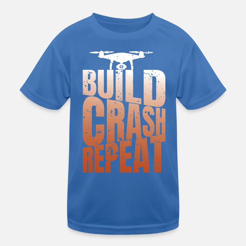 Drohne Build Crash Repeat Drone Pilot Kinder Funktions-T-Shirt