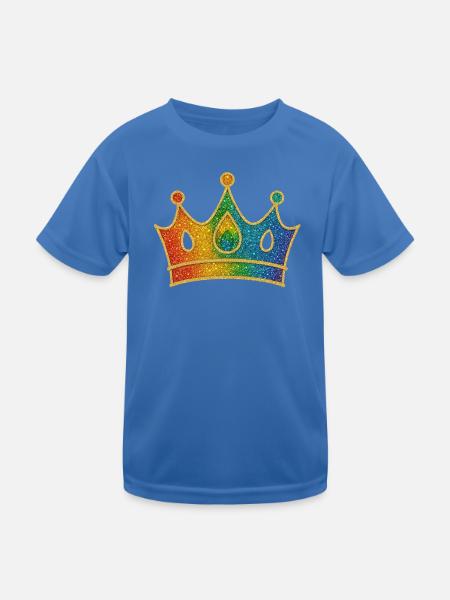Glamouröse Regenbogen-Krone mit Glittereffekt - Kinder Funktions-T-Shirt - Königsblau