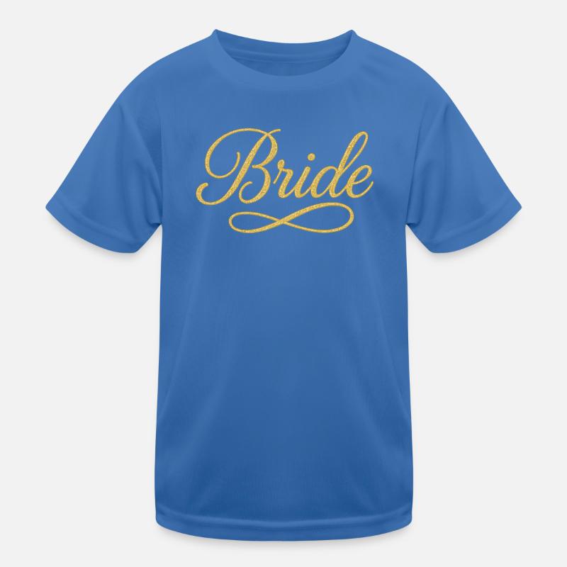 Elegant Gold Bride Script Design Kids Functional T-Shirt