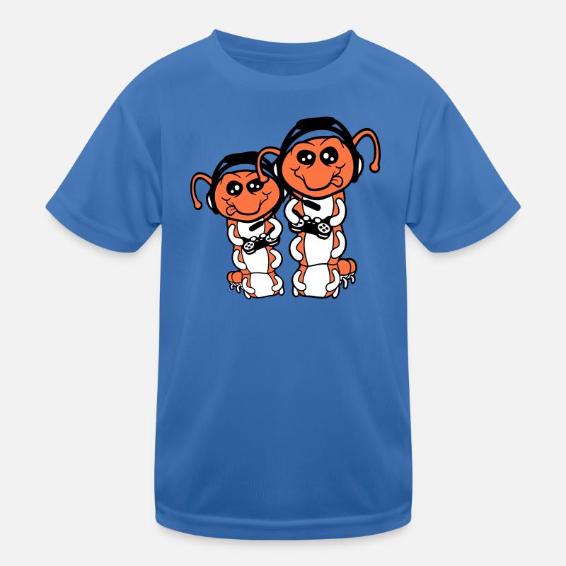 2 Gamer Raupe Nerd zocken Controller Konsole Spiel Kinder Funktions-T-Shirt
