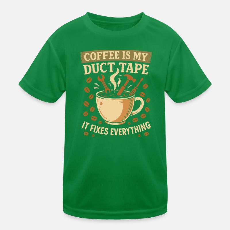 Coffee is my tape that fixes everything Kids Functional T-Shirt