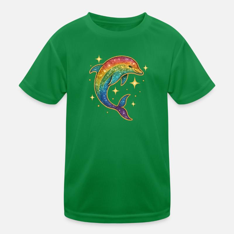 Regenbogen Delfin Sternenglitzer Kinder Funktions-T-Shirt