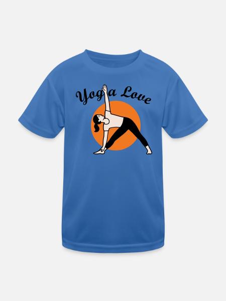 Yoga Love - Kinder Funktions-T-Shirt - Königsblau