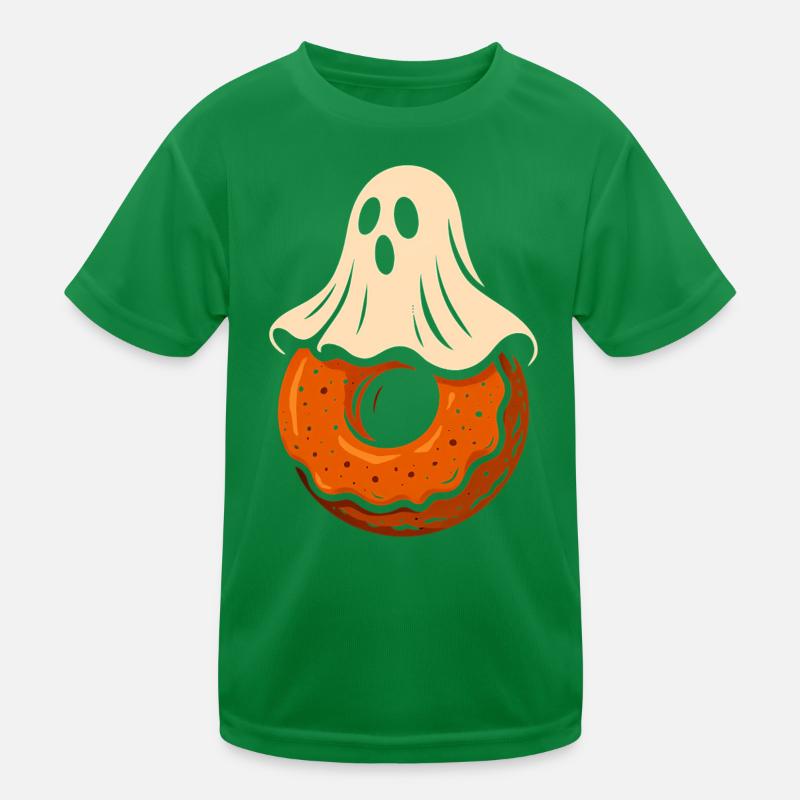 Ghost Donut Halloween Motif Kids Functional T-Shirt